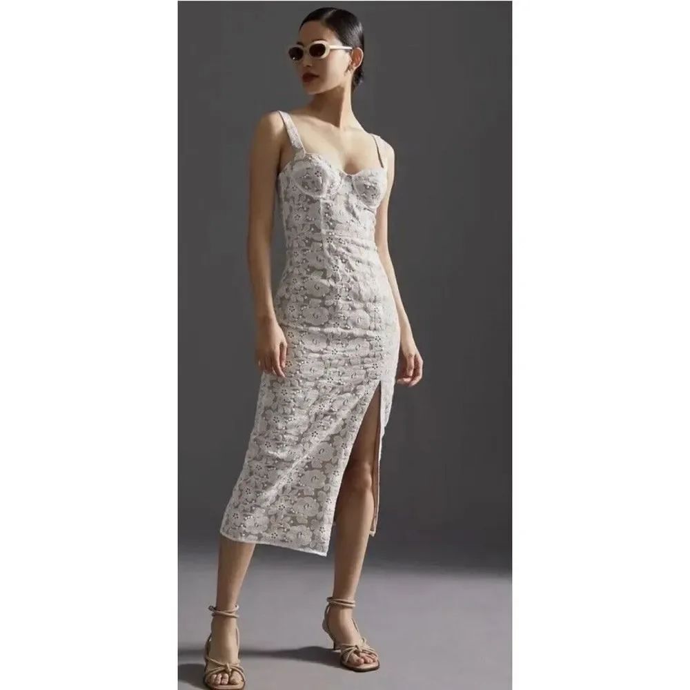 Anthropologie Hutch Slim Lace Corset Midi Dress